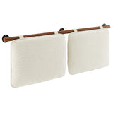 Lodge Wall-Mounted Chenille Upholstered Full Headboard in Cream Walnut
