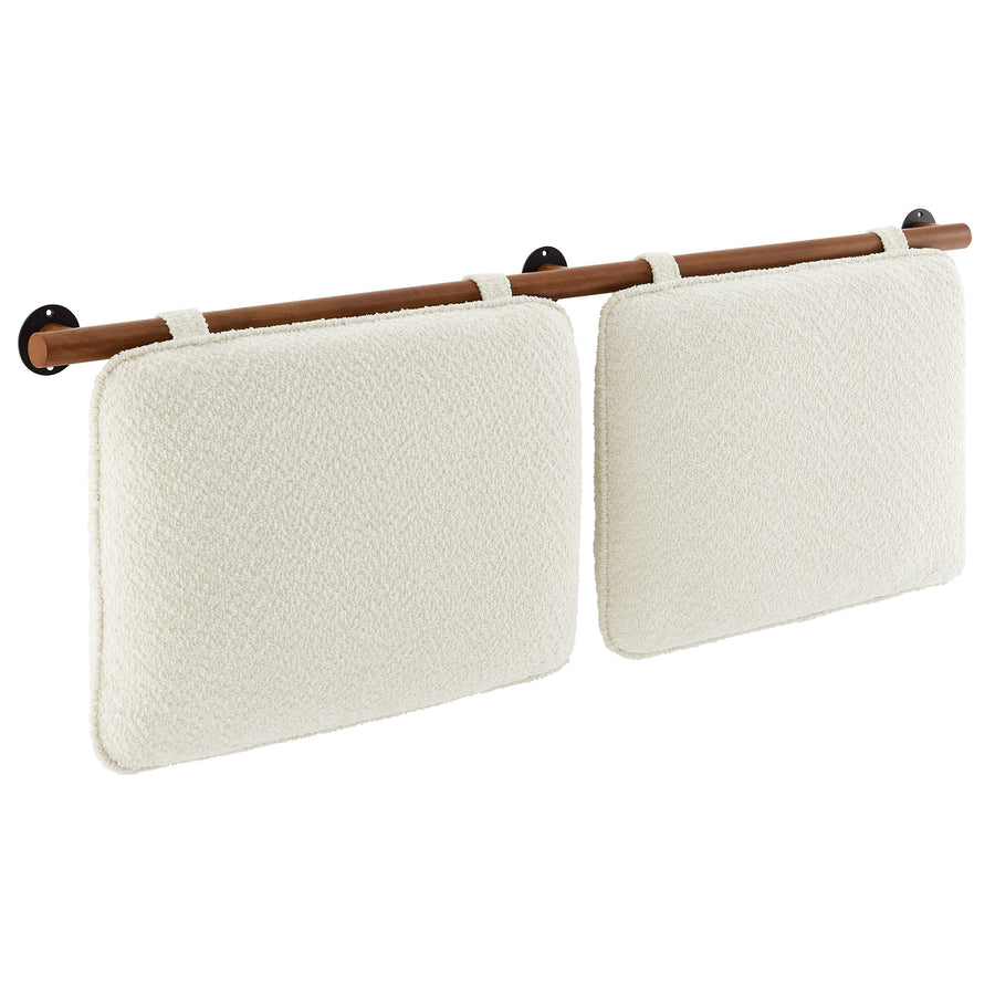 Lodge Wall-Mounted Chenille Upholstered Full Headboard in Cream Walnut