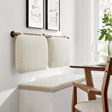Lodge Wall-Mounted Chenille Upholstered Full Headboard in Cream Walnut