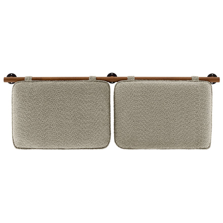 Anela Wall-Mounted Chenille Upholstered Full Headboard in Oatmeal Walnut