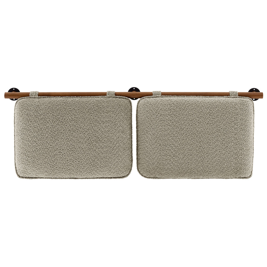 Lodge Wall-Mounted Chenille Upholstered Full Headboard in Oatmeal Walnut