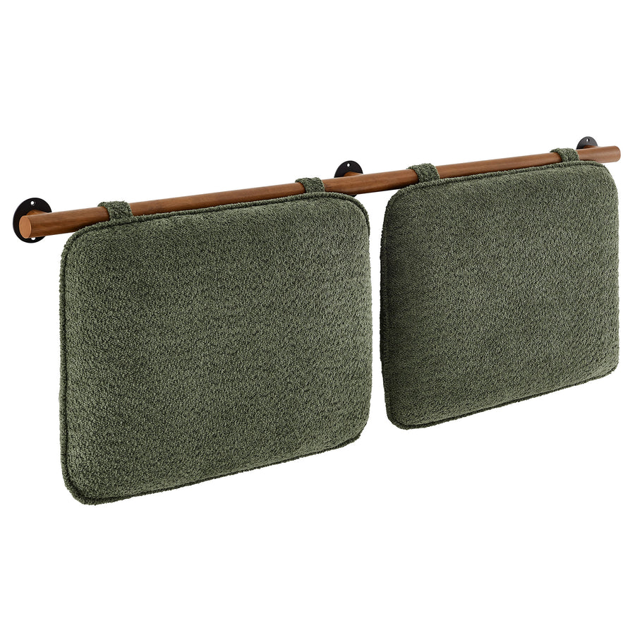 Lodge Wall-Mounted Chenille Upholstered Full Headboard in Sage Walnut