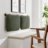Lodge Wall-Mounted Chenille Upholstered Full Headboard in Sage Walnut