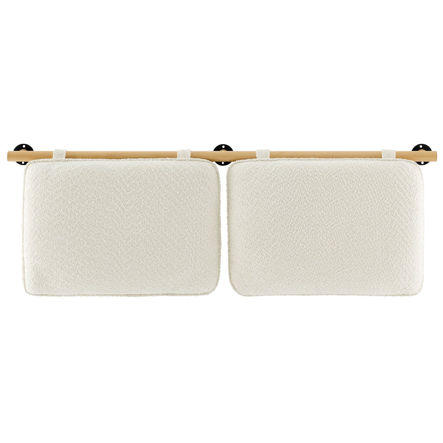 Lodge Wall-Mounted Chenille Upholstered Queen Headboard in Cream Natural