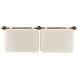 Lodge Wall-Mounted Chenille Upholstered Queen Headboard in Cream Walnut