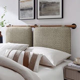 Lodge Wall-Mounted Chenille Upholstered Queen Headboard in Oatmeal Walnut