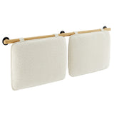 Lodge Wall-Mounted Chenille Upholstered King Size Headboard in Cream Natural