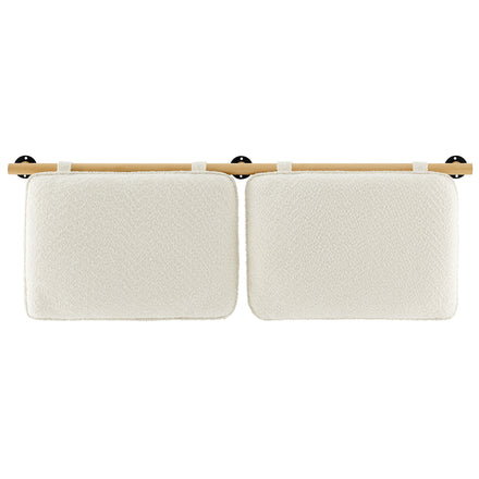 Anela Wall-Mounted Chenille Upholstered King Size Headboard in Cream Natural