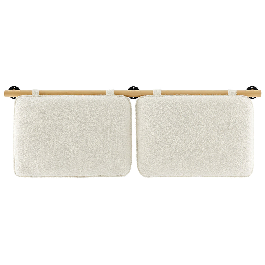 Lodge Wall-Mounted Chenille Upholstered King Size Headboard in Cream Natural