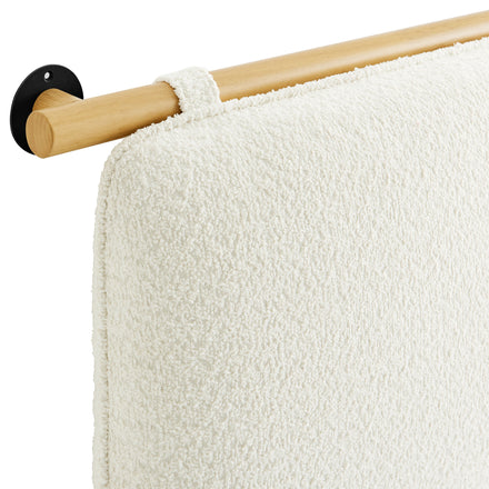 Anela Wall-Mounted Chenille Upholstered King Size Headboard in Cream Natural