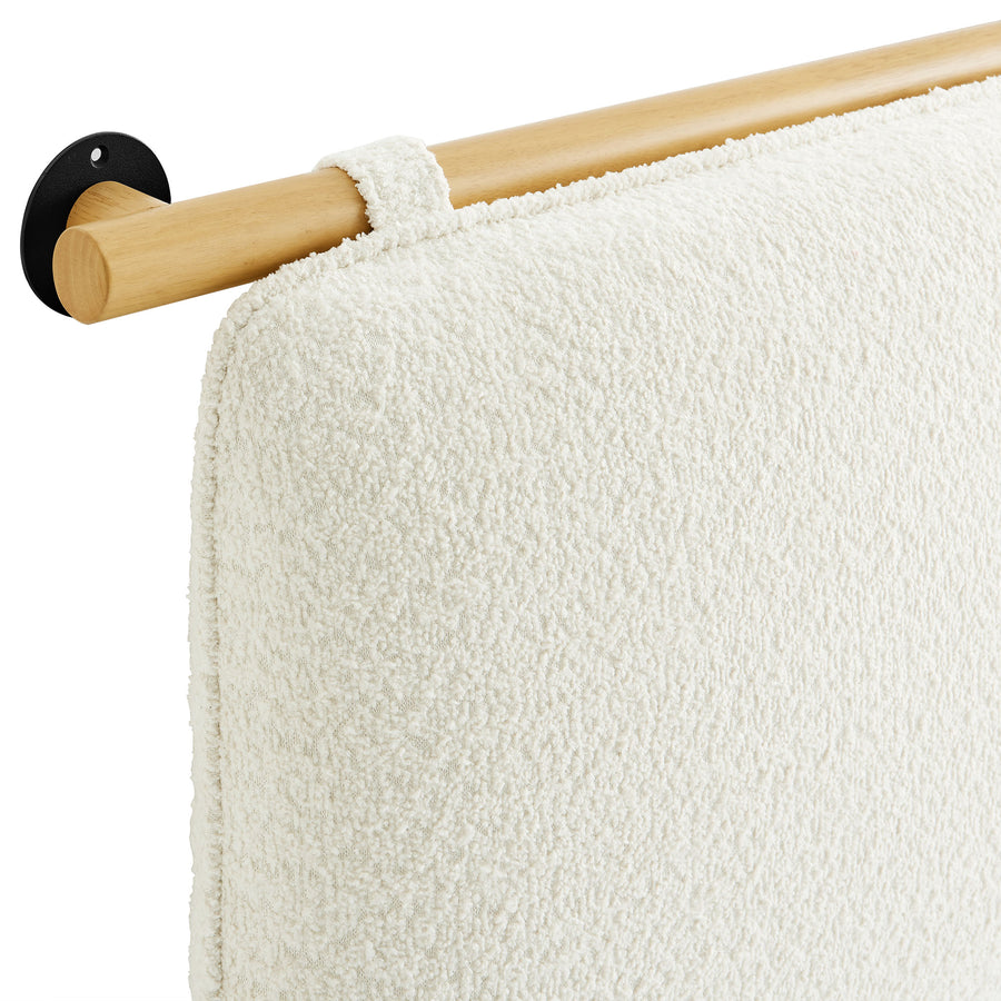 Lodge Wall-Mounted Chenille Upholstered King Size Headboard in Cream Natural