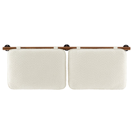 Anela Wall-Mounted Chenille Upholstered King Size Headboard in Cream Walnut