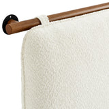 Lodge Wall-Mounted Chenille Upholstered King Size Headboard in Cream Walnut