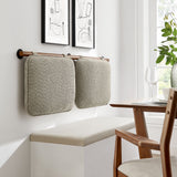 Lodge Wall-Mounted Chenille Upholstered King Size Headboard in Oatmeal Walnut