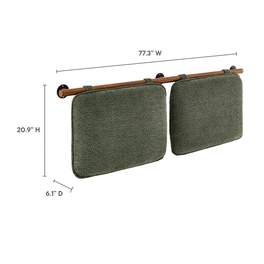 Lodge Wall-Mounted Chenille Upholstered King Size Headboard in Sage Walnut