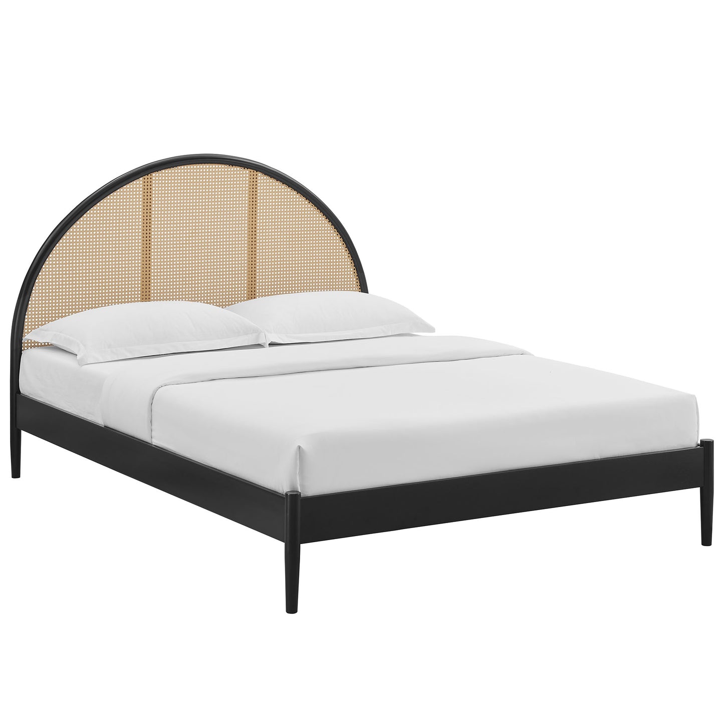 Odette Queen Arched Rattan Cane Platform Bed by Furniture For America