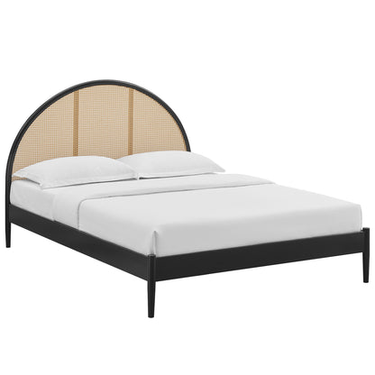 Odette Queen Arched Rattan Cane Platform Bed by Furniture For America