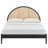 Senja Queen Arched Rattan Cane Platform Bed in Black
