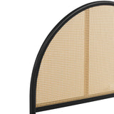Senja Queen Arched Rattan Cane Platform Bed in Black