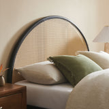 Senja Queen Arched Rattan Cane Platform Bed in Black