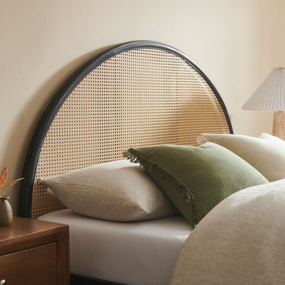 Odette Queen Arched Rattan Cane Platform Bed by Furniture For America