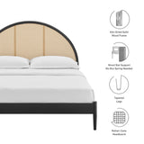 Senja Queen Arched Rattan Cane Platform Bed in Black