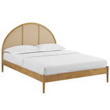 Senja Queen Arched Rattan Cane Platform Bed in Oak
