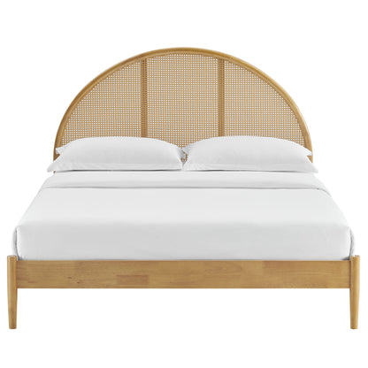 Odette Queen Arched Rattan Cane Platform Bed by Furniture For America