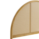 Senja Queen Arched Rattan Cane Platform Bed in Oak
