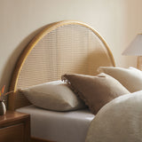 Senja Queen Arched Rattan Cane Platform Bed in Oak