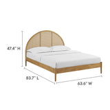 Senja Queen Arched Rattan Cane Platform Bed in Oak