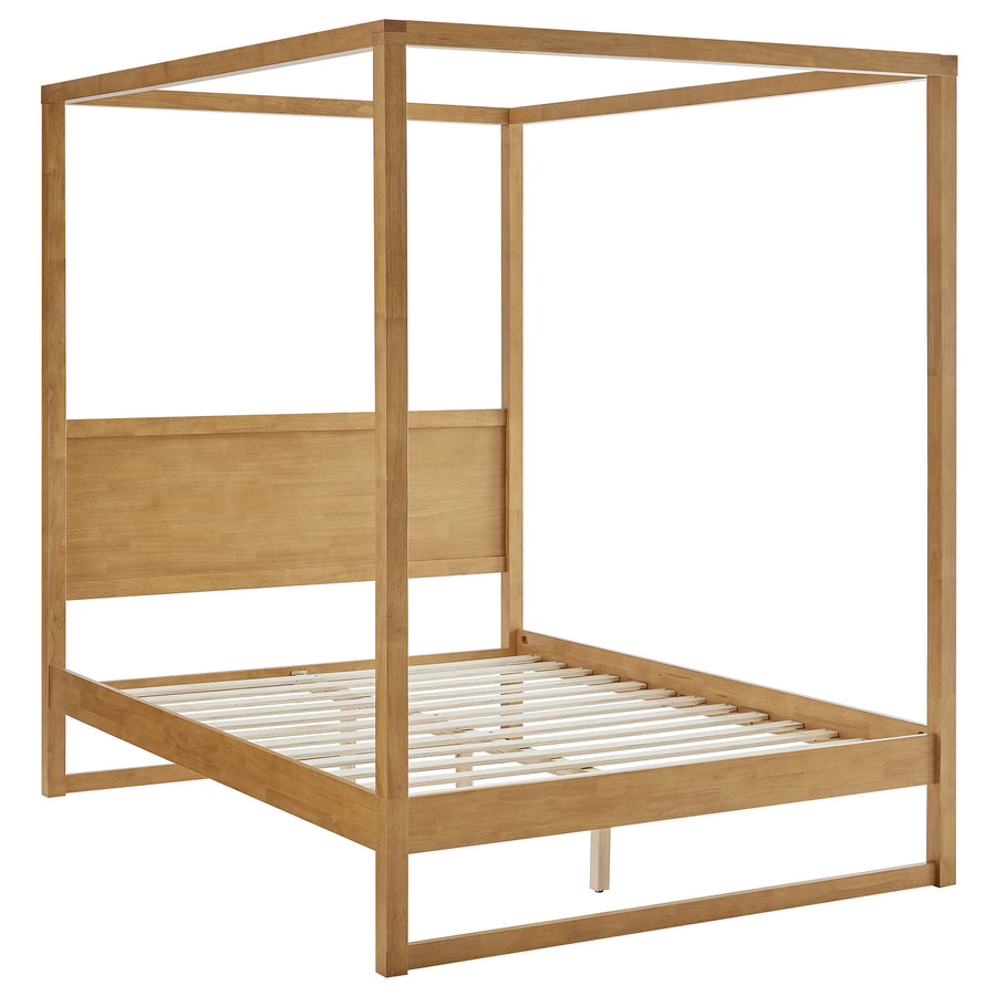 Boreas Queen Wood Canopy Platform Bed in Oak