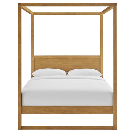 Alva Queen Wood Canopy Platform Bed in Oak
