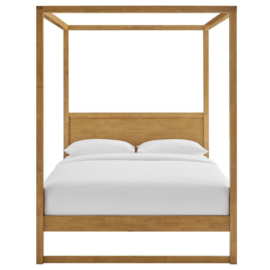 Boreas Queen Wood Canopy Platform Bed in Oak