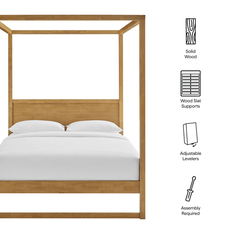 Boreas Queen Wood Canopy Platform Bed in Oak