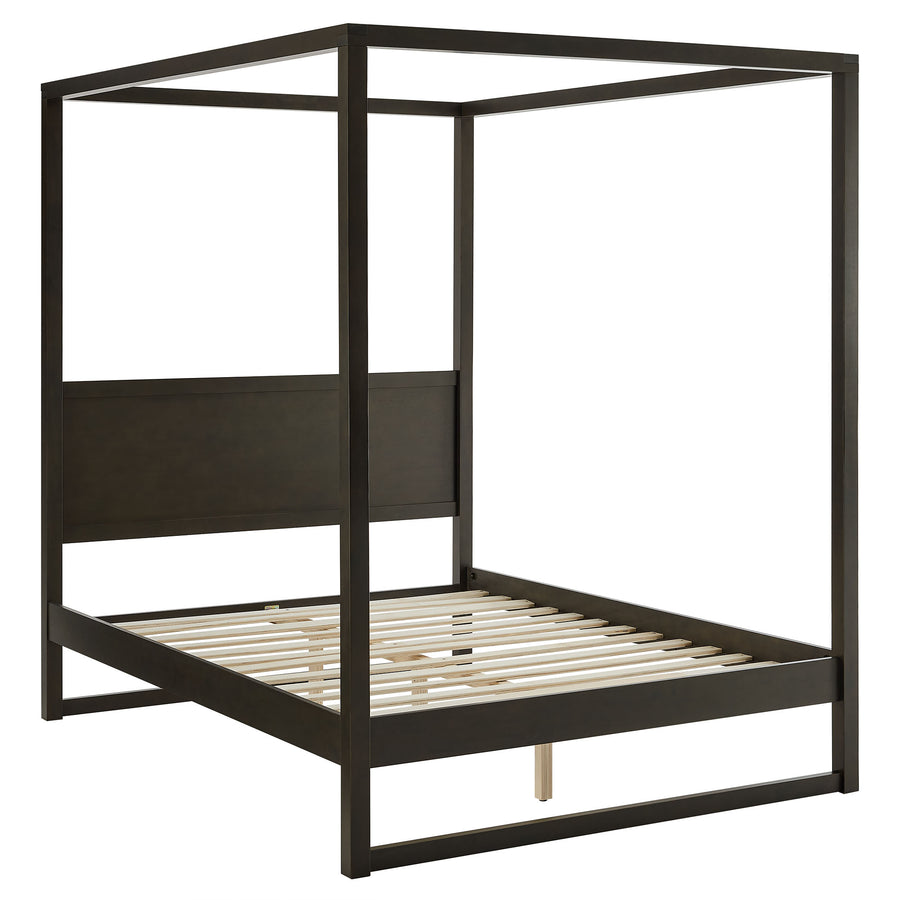 Boreas Queen Wood Canopy Platform Bed in Smoked Oak