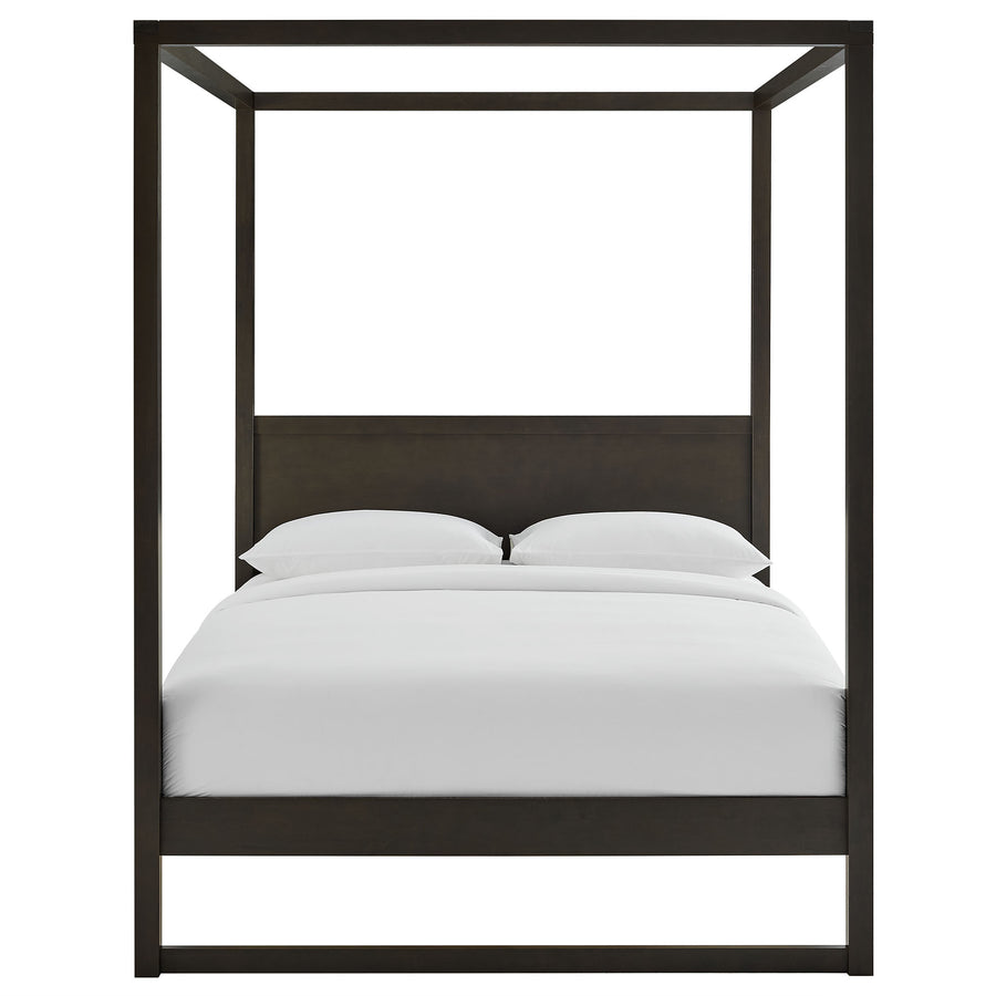 Boreas Queen Wood Canopy Platform Bed in Smoked Oak