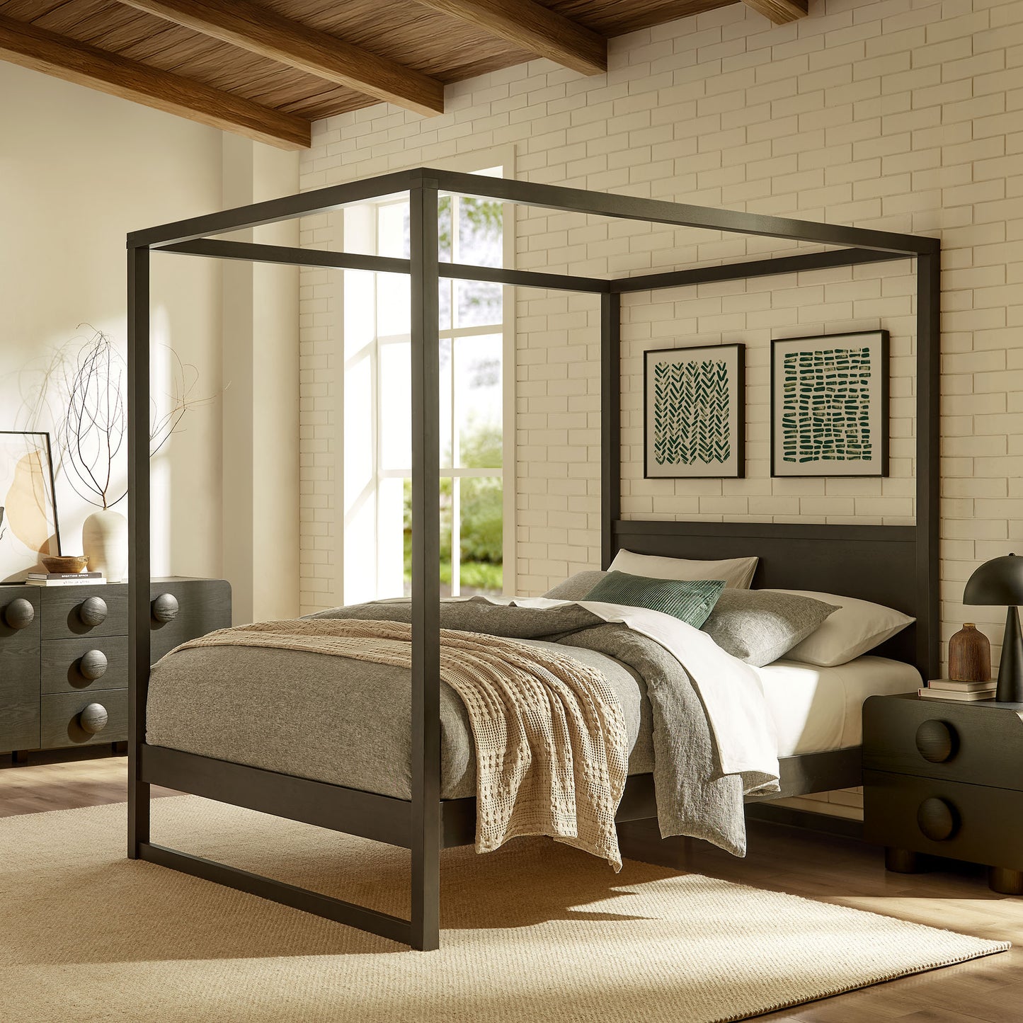 Alva Queen Wood Canopy Platform Bed by Furniture For America