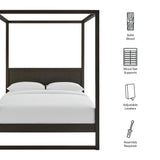 Boreas Queen Wood Canopy Platform Bed in Smoked Oak