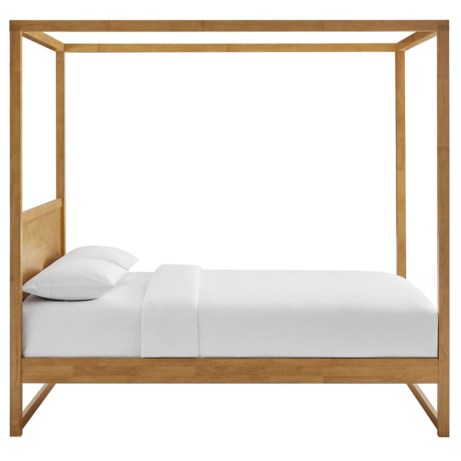 Boreas King Wood Canopy Platform Bed in Oak