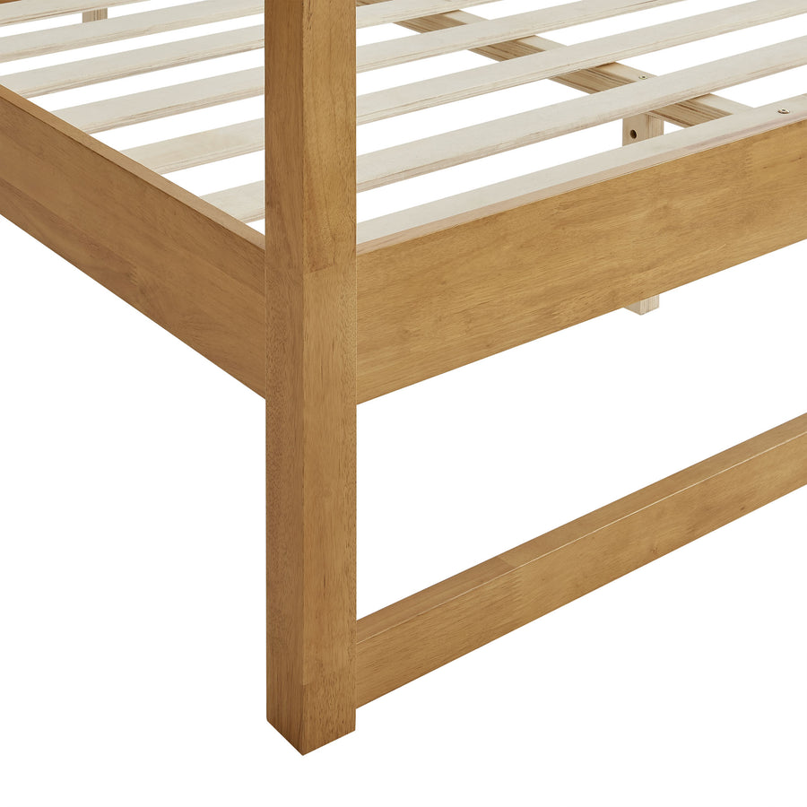 Boreas King Wood Canopy Platform Bed in Oak