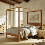 Boreas King Wood Canopy Platform Bed in Oak