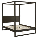 Boreas King Wood Canopy Platform Bed in Smoked Oak