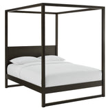 Boreas King Wood Canopy Platform Bed in Smoked Oak