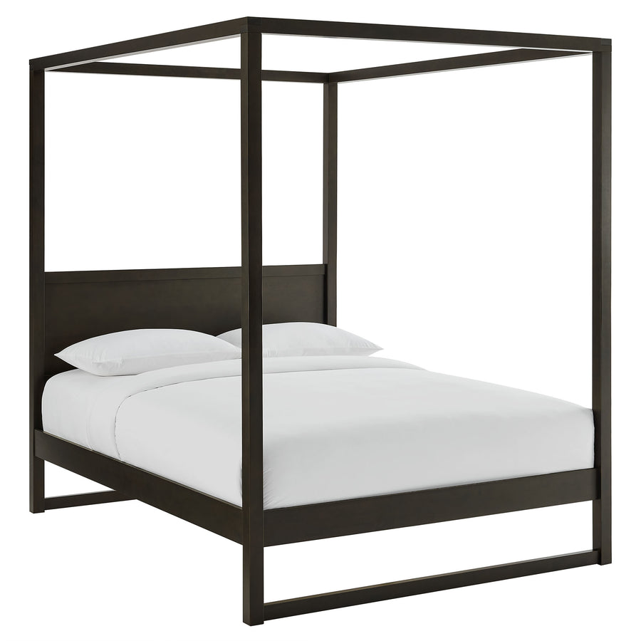 Boreas King Wood Canopy Platform Bed in Smoked Oak