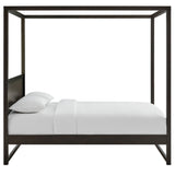 Boreas King Wood Canopy Platform Bed in Smoked Oak