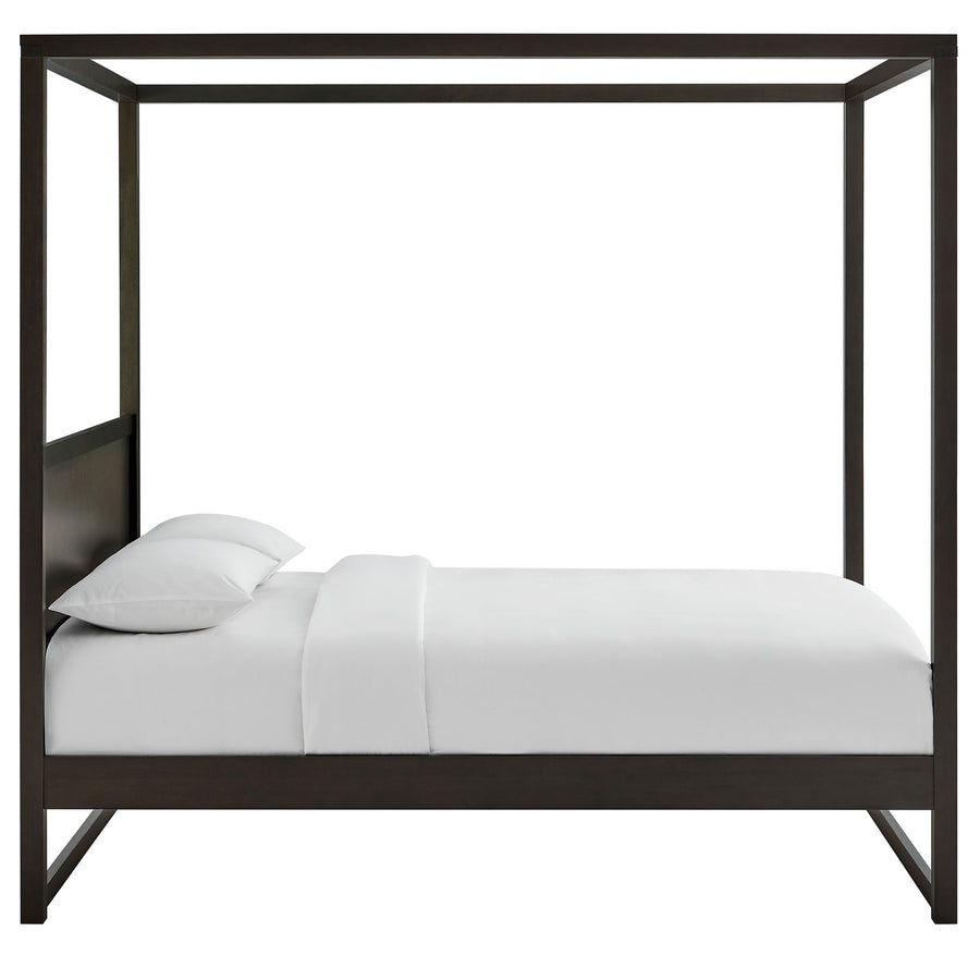 Boreas King Wood Canopy Platform Bed in Smoked Oak