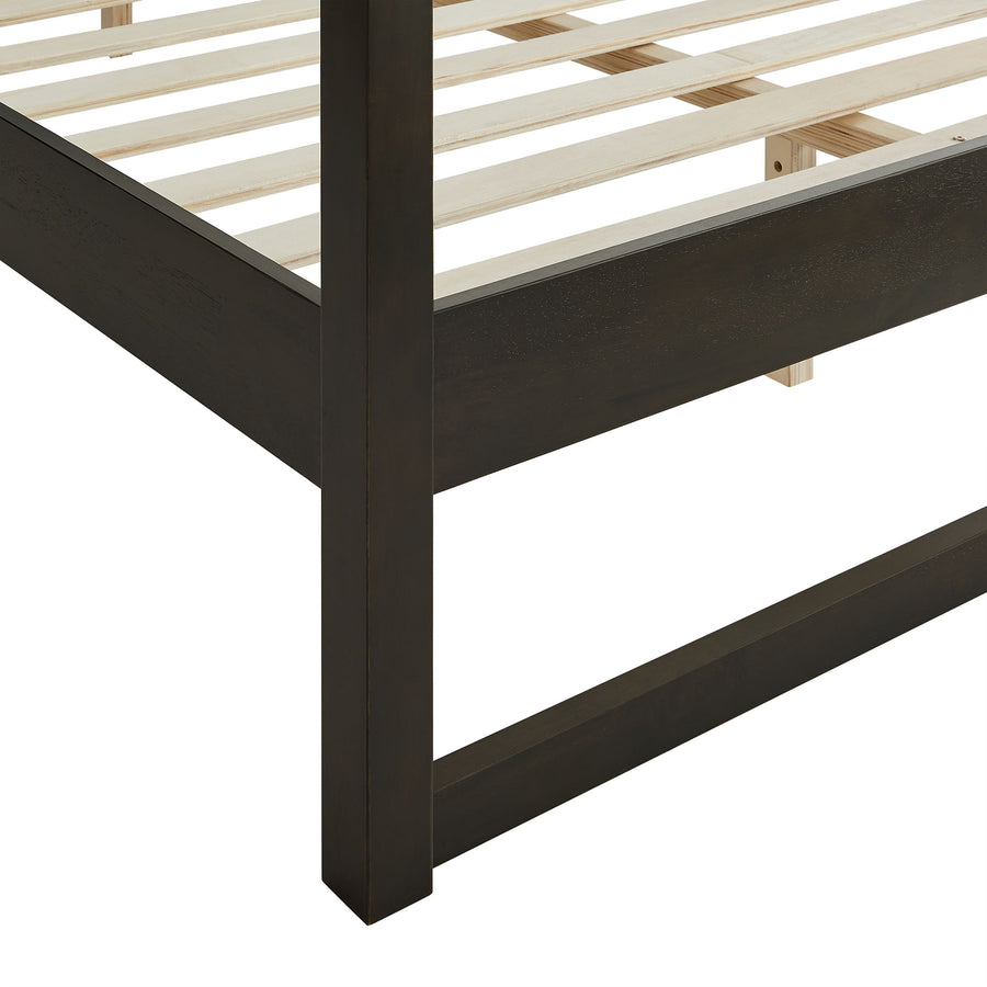 Boreas King Wood Canopy Platform Bed in Smoked Oak