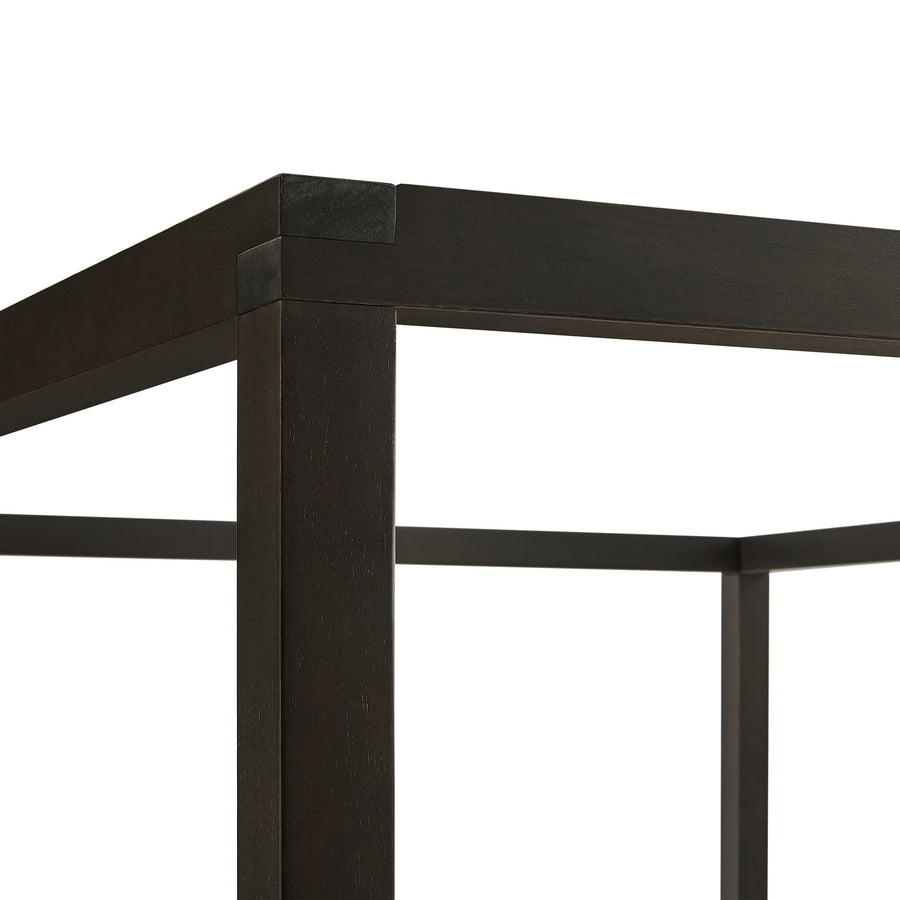 Boreas King Wood Canopy Platform Bed in Smoked Oak