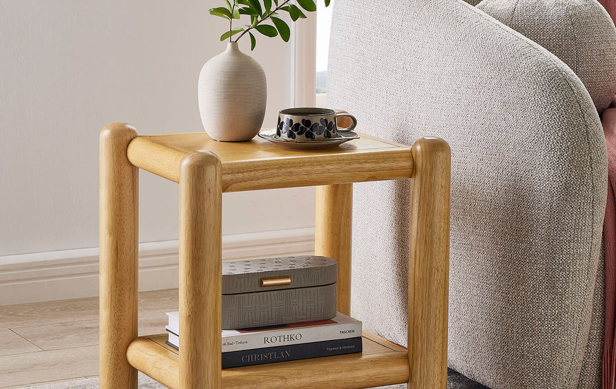 Solano Rectangular 2-Tier Side Table in Oak